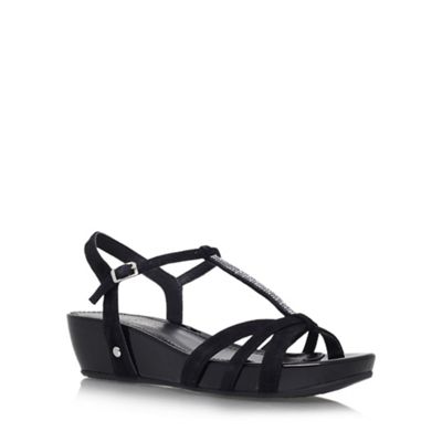 Carvela Comfort Black 'Solar' low wedge heel strappy sandal